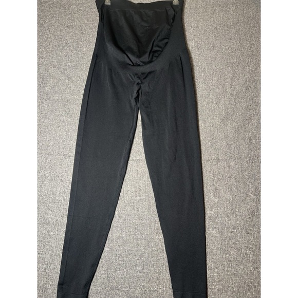 Maternity Active Leggings Womens LARGE Crossover BLACK STRETCH - Picture 1 of 9